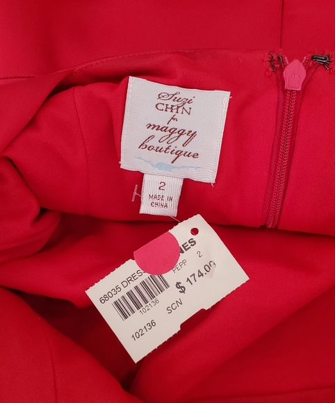 Suzi Chin for Maggy Boutique Red Satin Sleeveless Cocktail Dress | NWT | Size 2 - Picture 5 of 11